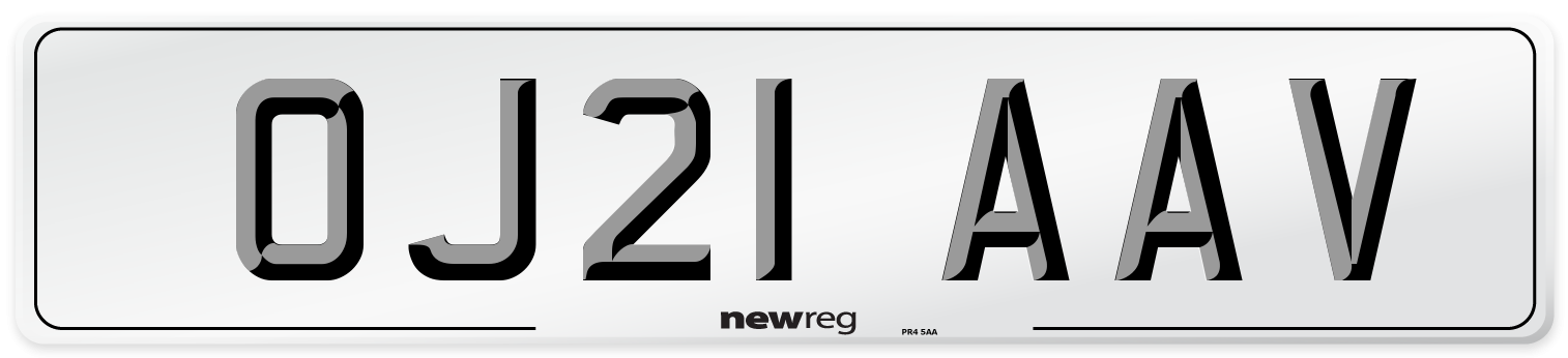 OJ21 AAV Number Plate from New Reg
